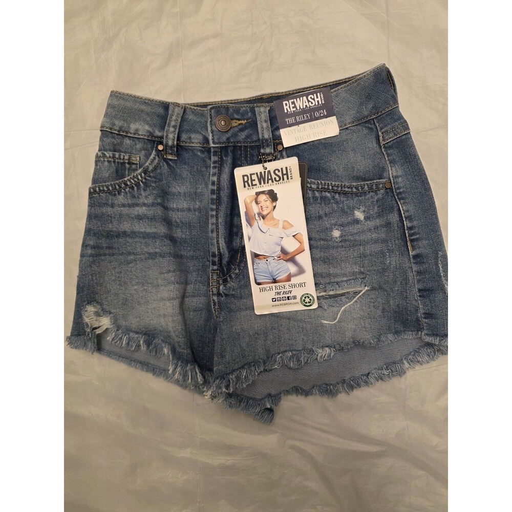 Rewash super high-rise The Riley denim Cut Off shorts 0/24 Vintage Inspired NWT